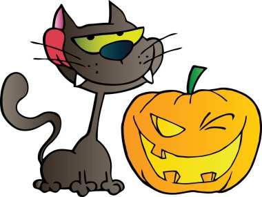 Grinning Black Cat clipart