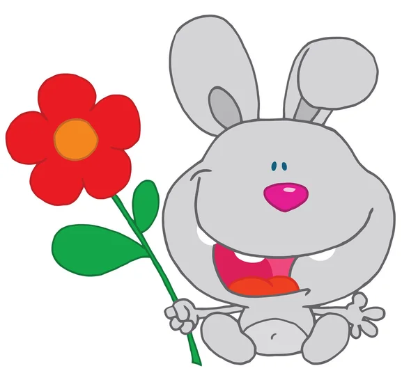 stock image Happy Bunny Holds Flower