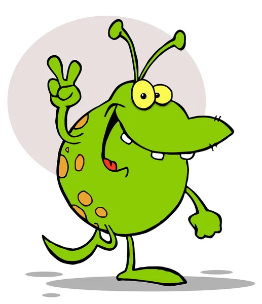Peaceful Spotted Green Alien Walking — Stock Photo, Image