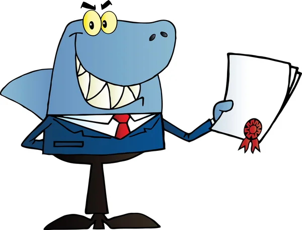 Shark Businessman détenant un mauvais contrat — Photo