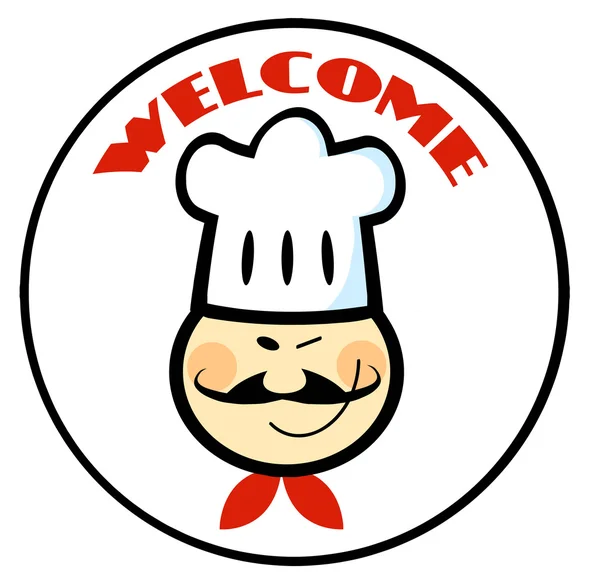 Welcome Chef Face Circle — Stock Photo, Image