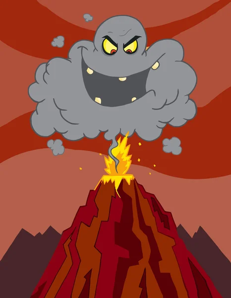 L'éruption du volcan avec un nuage noir — Photo