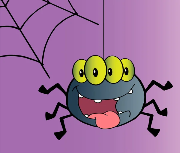 Cuatro ojos espeluznante araña suspendido de una web — Foto de Stock