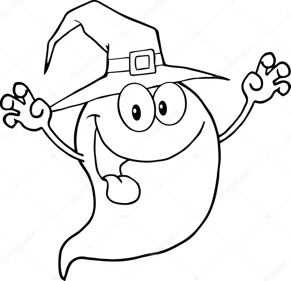 Outlined Spooky Ghost