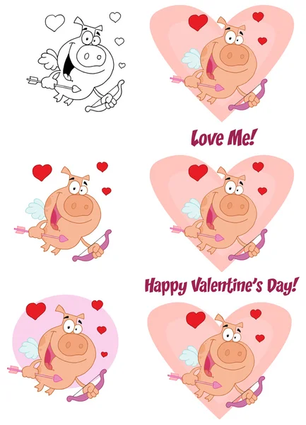 Happy Cupid Pig — Stock Photo, Image