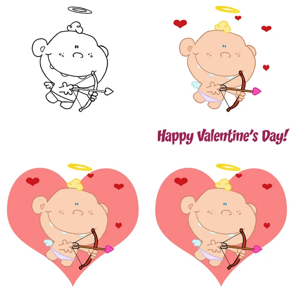 Smiling Cupid With Bow And Arrow — Stock Photo, Image