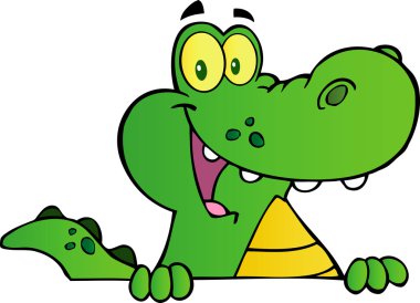 Alligator Or Crocodile Over A Sign clipart