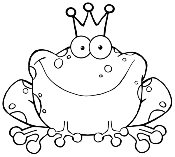 Outlined Frog Prince Cartoon Character — Stock Photo, Image