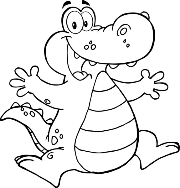 stock image Outlined Happy Alligator