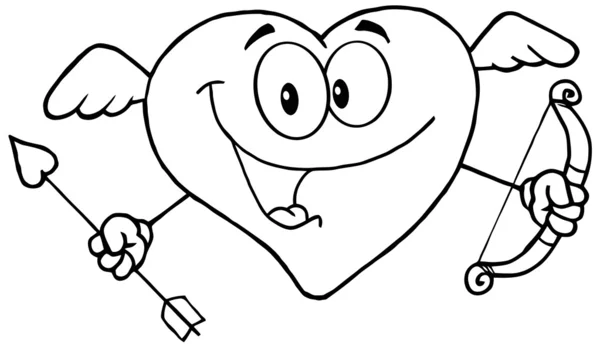 Outlined Happy Heart Cupid — Stock Photo, Image