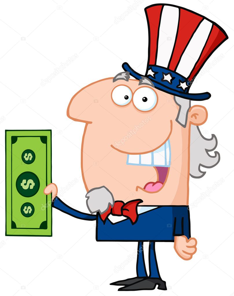 Uncle Sam Holding Tax Dollars