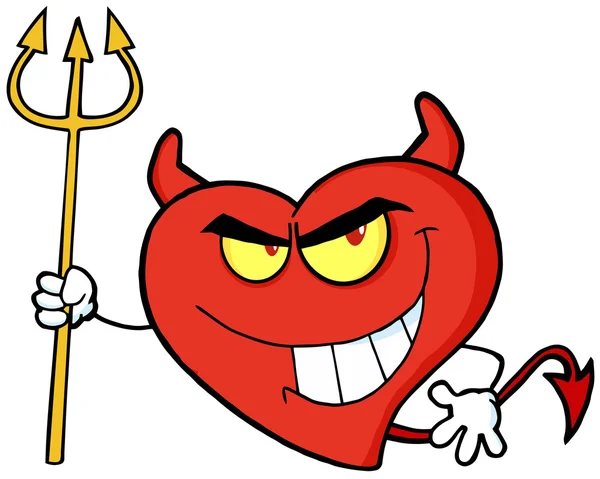 Devil Heart Character With A Trident — Stock Photo, Image