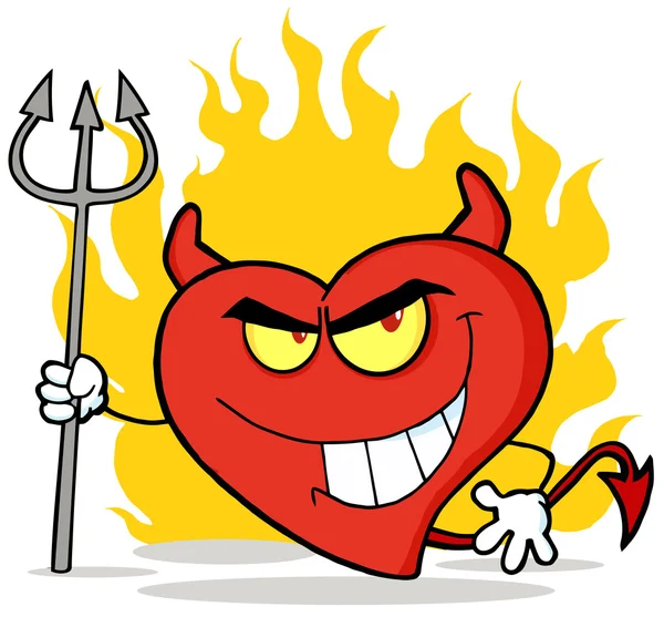 Red Heart Character Devil — Stock Photo, Image