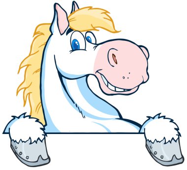 White Horse Mascot Cartoon Head clipart