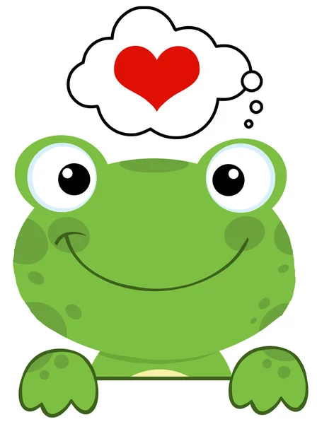 Frog Over A Sign Board And Speech Bubble With Heart — Stock Photo, Image