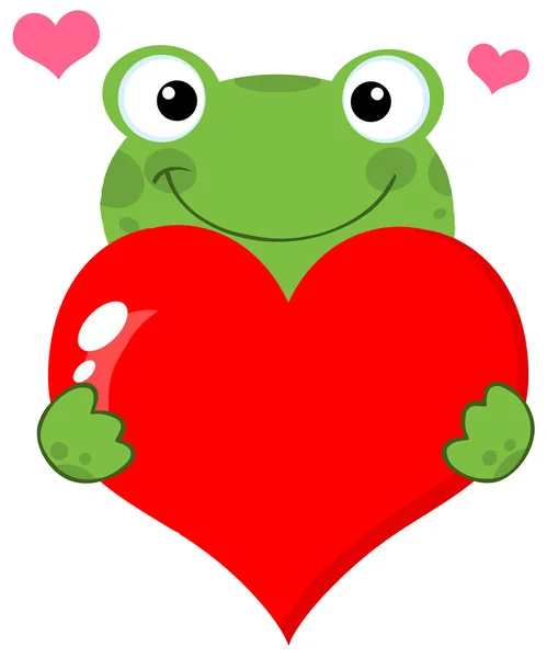 青蛙持有一颗心 — 图库照片