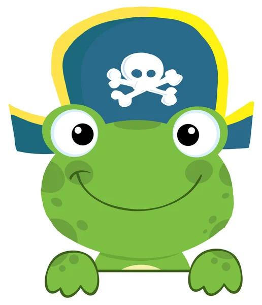 Kurbağa korsan şapkasını bir üye kartı ile — Stok fotoğraf