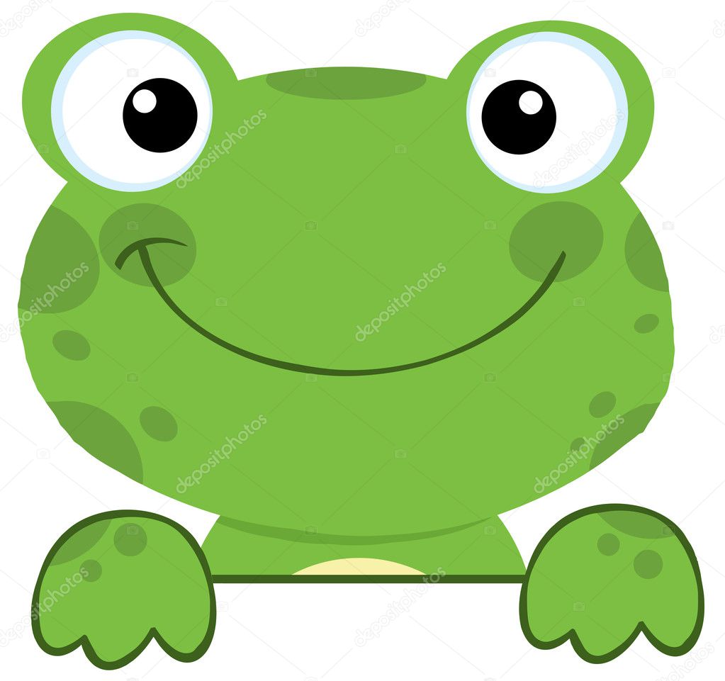 Frog Smiling Over A Sign Board