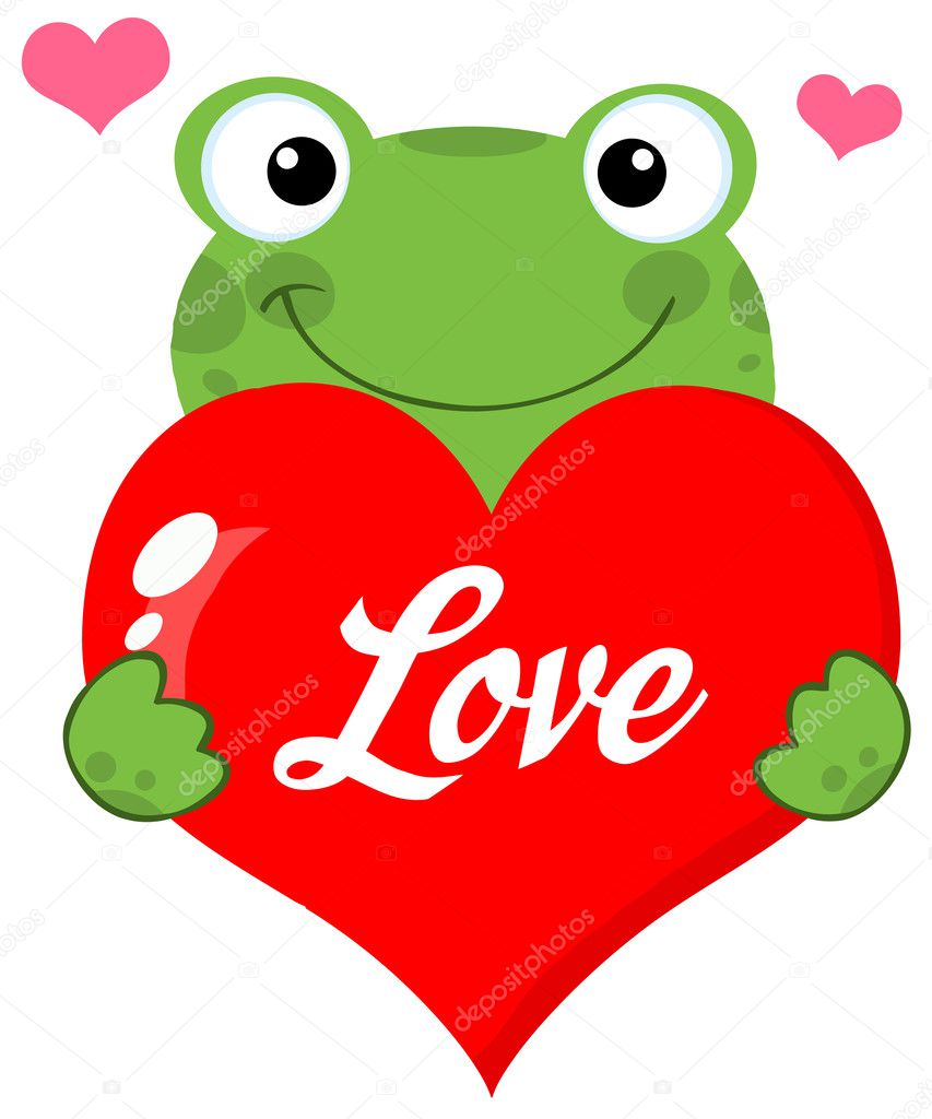 Frog Holding A Heart With Text