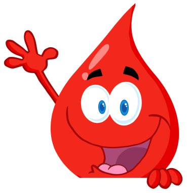 Blood Guy Waving Over A Blank Sign clipart