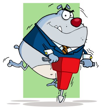 Gray Bulldog Using A Jackhammer clipart