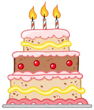 Birthday Cake With Three Candles clipart