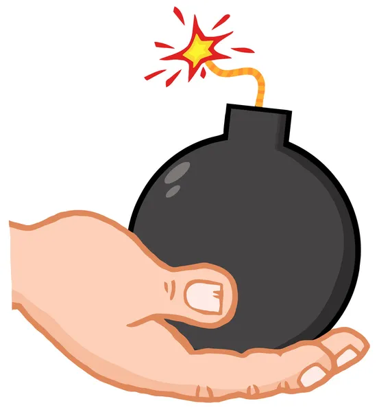 Mão segurando bomba — Fotografia de Stock