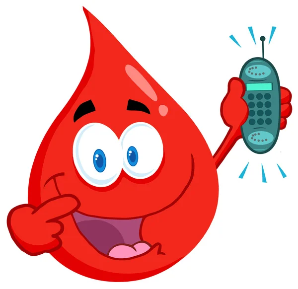 Bloed man houden van een mobiele telefoon — Stockfoto