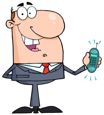 Happy Businessman With Phone Ringing clipart