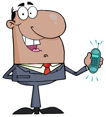 Hispanic Businessman Holding A Ringing Cell Phone clipart