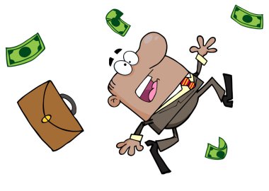 Hispanic Businessman Tripping And Dropping Money clipart