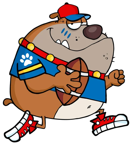 Brown Bulldog Jogador de Futebol Correndo — Fotografia de Stock