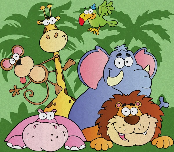 Zwierzęta z dżungli kreskówki — Zdjęcie stockowe
