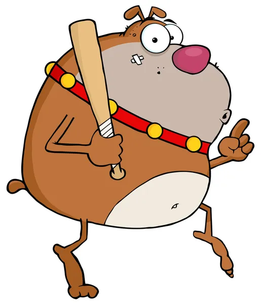 Brown Bulldog Tip Toeing With Baseball Bat — Stock Photo, Image
