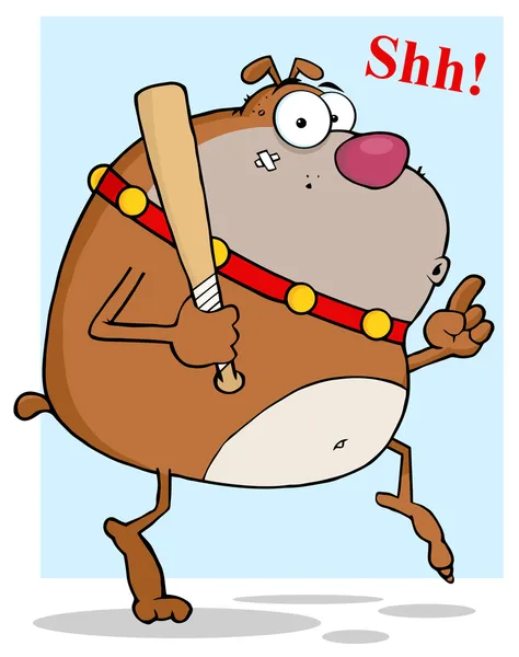 Sneaky Brown Bulldog Tip Toeing With Baseball Bat — Stock Photo, Image