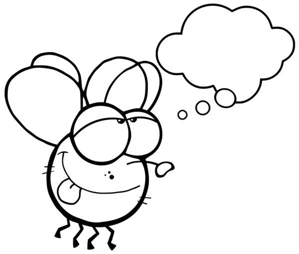 Outlined Fly Flying With Speech Bubble — Stock Photo, Image