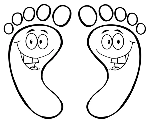 Impressão de pé feliz delineada — Fotografia de Stock
