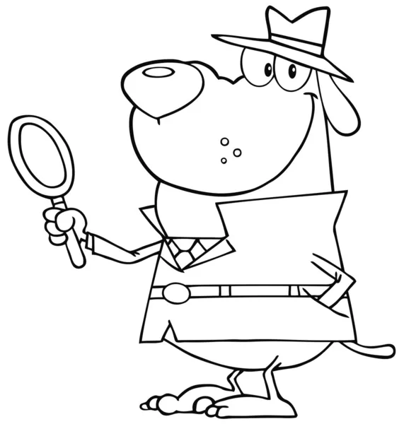 Outlined Detective Dog — Stock Photo, Image