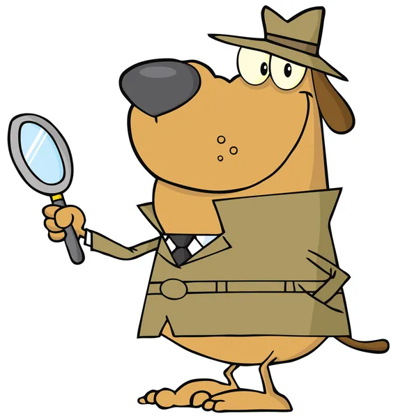 Detective Dog Holding Una lente d'ingrandimento — Foto Stock