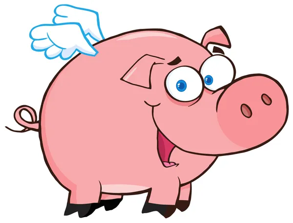 Pig Flying Cartoon Character — Stock Photo, Image