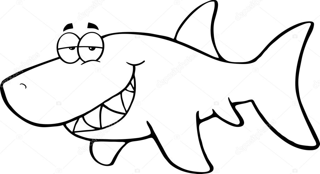Download Outlined Happy Shark — Stock Photo © HitToon #9263062