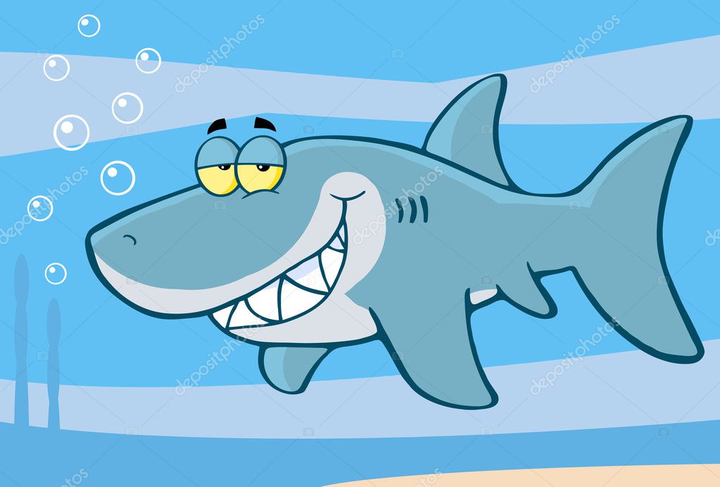 happy cartoon shark