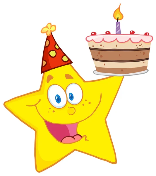 Star gazdaság egy születésnapi torta — Stock Fotó
