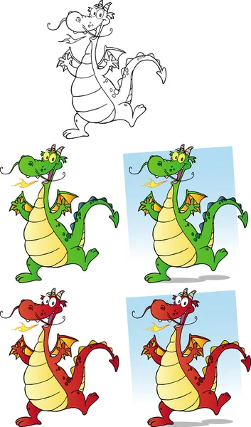 Illustration Of Happy Dragons — Stock Photo, Image