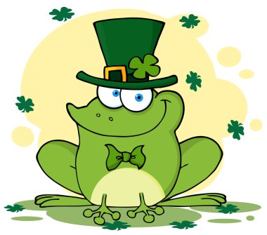 Happy Leprechaun Frog With Background clipart