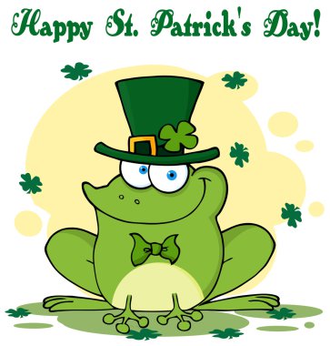 Happy Leprechaun Frog Greeting Card clipart