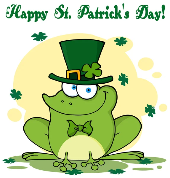 Buon biglietto di auguri Leprechaun Frog — Foto Stock