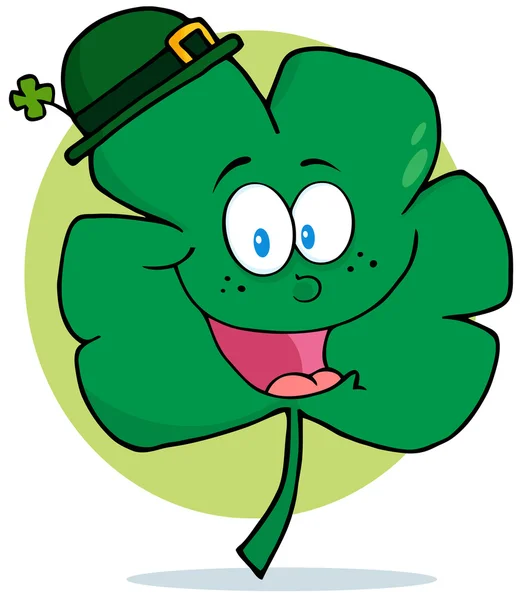 Happy Smiling St Patricks Day Clover Wearing A Hat — Stock Photo, Image