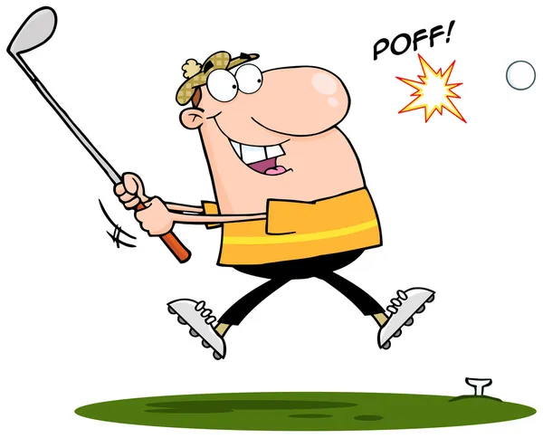 Happy golfer zasáhnout golfový míček — Stock fotografie
