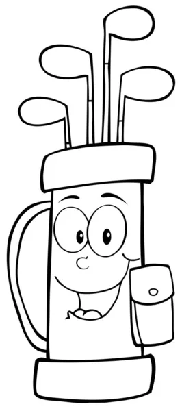 Saco de golfe delineado Personagem dos desenhos animados — Fotografia de Stock